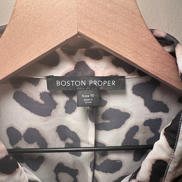 Women's 10 Boston Proper Leopard Print Button Down Sheer-Like Print - Picture 4 of 7